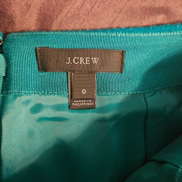 J Crew Wool Blend Teal Mini Skirt Sz O - Picture 10 of 13